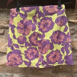 Zara Floral A-Line Mini Skirt in Lime, Purple & Pink